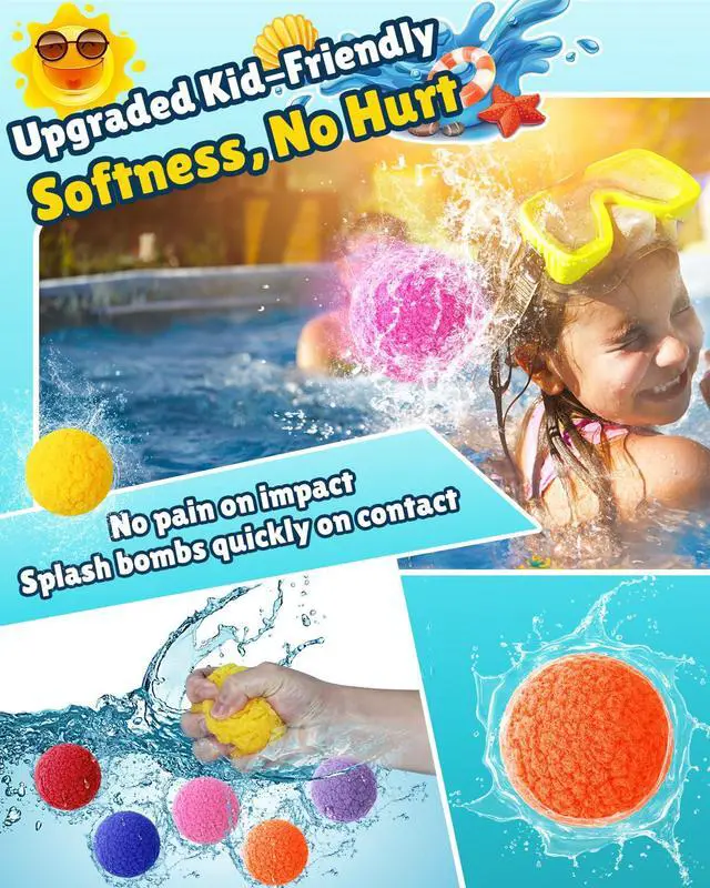 Alt view image 2 of 7 - 100 Pcs Reusable Water Balloons for Kids - Quick Fill Water Toys for Toddler Pool Toys, Summer Outdoor Games pool toys for kids ages 4-12 with Refillable Water Balls