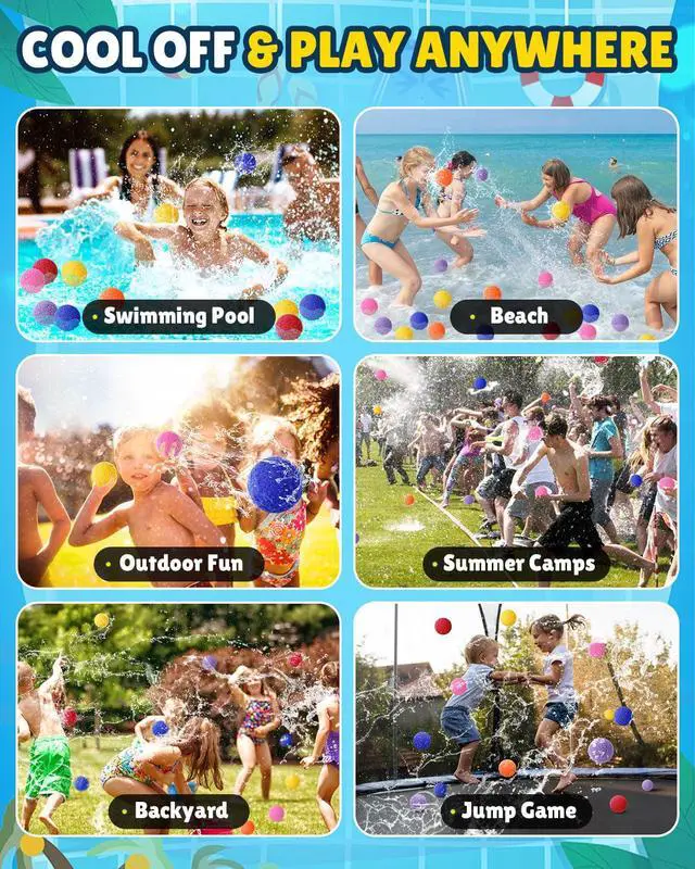 Alt view image 3 of 7 - 100 Pcs Reusable Water Balloons for Kids - Quick Fill Water Toys for Toddler Pool Toys, Summer Outdoor Games pool toys for kids ages 4-12 with Refillable Water Balls
