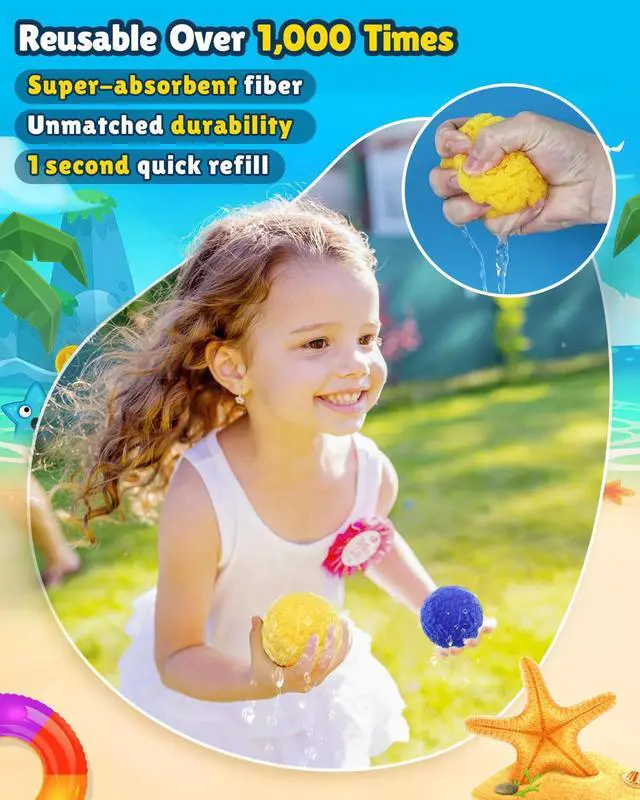 Alt view image 5 of 7 - 100 Pcs Reusable Water Balloons for Kids - Quick Fill Water Toys for Toddler Pool Toys, Summer Outdoor Games pool toys for kids ages 4-12 with Refillable Water Balls