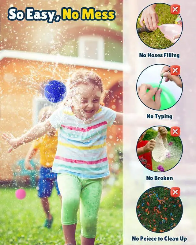 Alt view image 6 of 7 - 100 Pcs Reusable Water Balloons for Kids - Quick Fill Water Toys for Toddler Pool Toys, Summer Outdoor Games pool toys for kids ages 4-12 with Refillable Water Balls