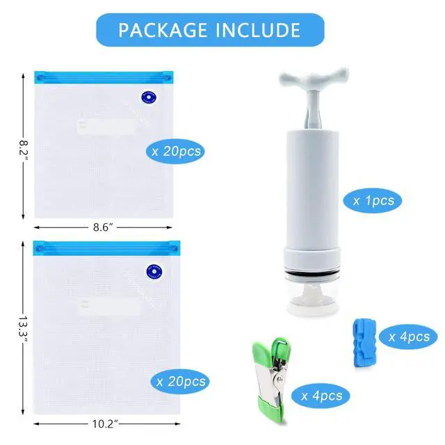 Alt view image 2 of 6 - Sous Vide Cooking Bags - Set of 40 | BPA-Free Reusable Vacuum Seal Bags with Air Valve for Joule and Anova Cookers | Freezer Safe Vacuum Food Storage Bags with Upgraded Hand Pump Included