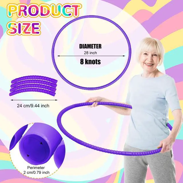 Alt view image 2 of 7 - 10 Pcs Exercise Hoop for Kids Detachable Adjustable Plastic Toy Colored Hoop Circles Playground Toys for Teens Games Gymnastics Dog Agility Equipment Party Decor, 28 Inch(Purple)