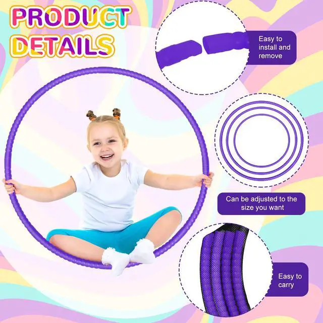 Alt view image 3 of 7 - 10 Pcs Exercise Hoop for Kids Detachable Adjustable Plastic Toy Colored Hoop Circles Playground Toys for Teens Games Gymnastics Dog Agility Equipment Party Decor, 28 Inch(Purple)