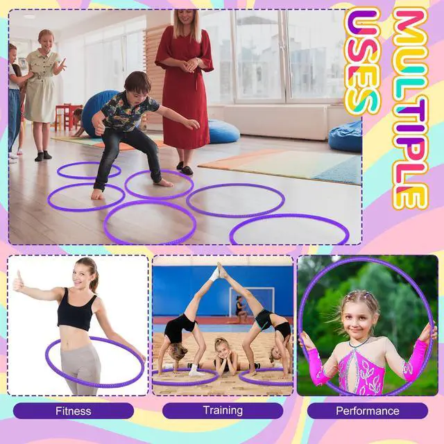 Alt view image 5 of 7 - 10 Pcs Exercise Hoop for Kids Detachable Adjustable Plastic Toy Colored Hoop Circles Playground Toys for Teens Games Gymnastics Dog Agility Equipment Party Decor, 28 Inch(Purple)