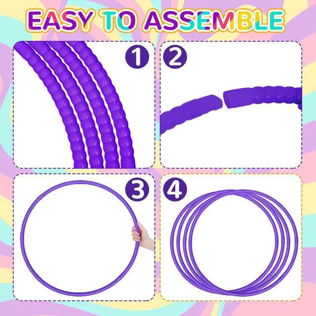 Alt view image 4 of 7 - 10 Pcs Exercise Hoop for Kids Detachable Adjustable Plastic Toy Colored Hoop Circles Playground Toys for Teens Games Gymnastics Dog Agility Equipment Party Decor, 28 Inch(Purple)