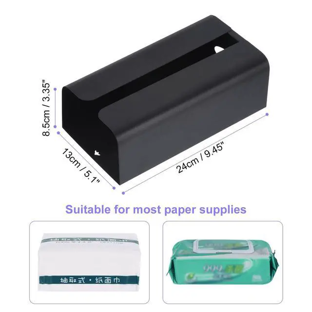 Alt view image 2 of 6 - Tissue Holder with Magnetic Bottom, Tissue Box Wall Mounted Tissue Dispenser Holder for Kitchen Bathroom Countertop Black