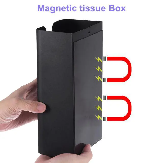 Alt view image 3 of 6 - Tissue Holder with Magnetic Bottom, Tissue Box Wall Mounted Tissue Dispenser Holder for Kitchen Bathroom Countertop Black