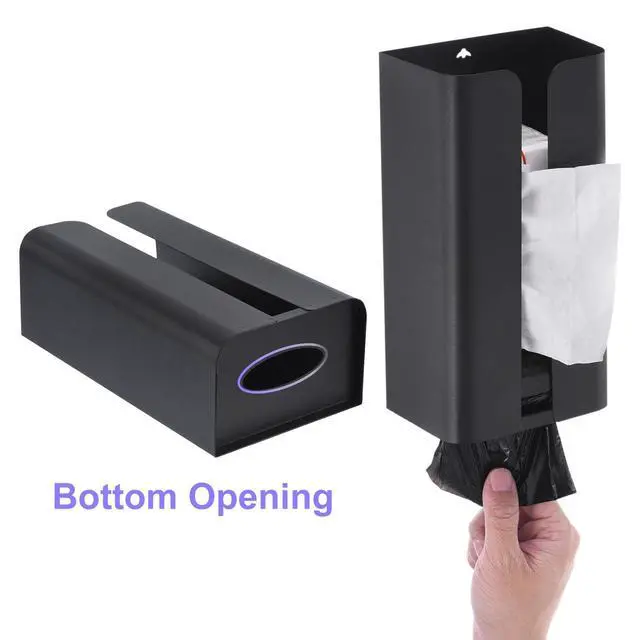 Alt view image 4 of 6 - Tissue Holder with Magnetic Bottom, Tissue Box Wall Mounted Tissue Dispenser Holder for Kitchen Bathroom Countertop Black
