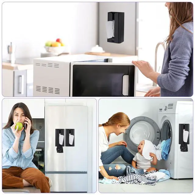 Alt view image 5 of 6 - Tissue Holder with Magnetic Bottom, Tissue Box Wall Mounted Tissue Dispenser Holder for Kitchen Bathroom Countertop Black