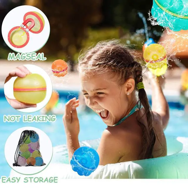 Alt view image 4 of 5 - Reusable Water Balloons 16PCS: Summer Water Toys for Pool Beach & Outdoor,Magnetic Splash Balls for Kids Fun Games & Activities,Self-Sealing Refillable Water Bombs for Kids Ages 3-14