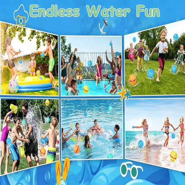 Alt view image 5 of 5 - Reusable Water Balloons 16PCS: Summer Water Toys for Pool Beach & Outdoor,Magnetic Splash Balls for Kids Fun Games & Activities,Self-Sealing Refillable Water Bombs for Kids Ages 3-14