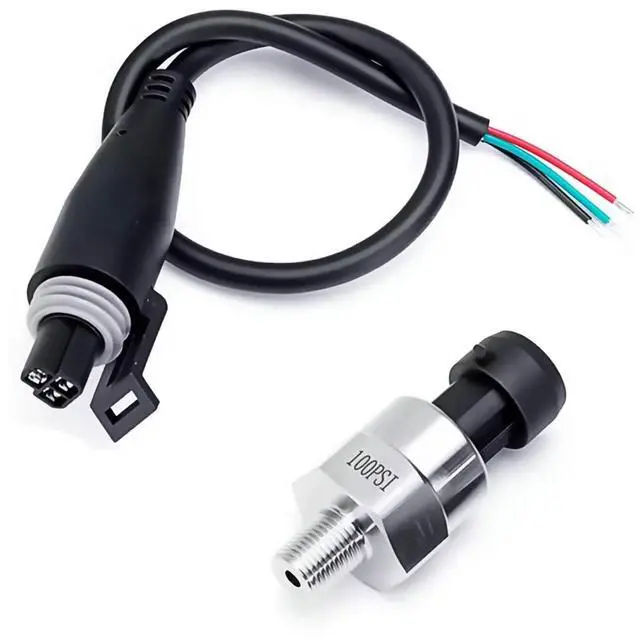 Main image of 100 PSI Stainless Steel Pressure Transducer Sensor 1/8" NPT Thread with Connector Harness for Oil, Fuel, Air & Water