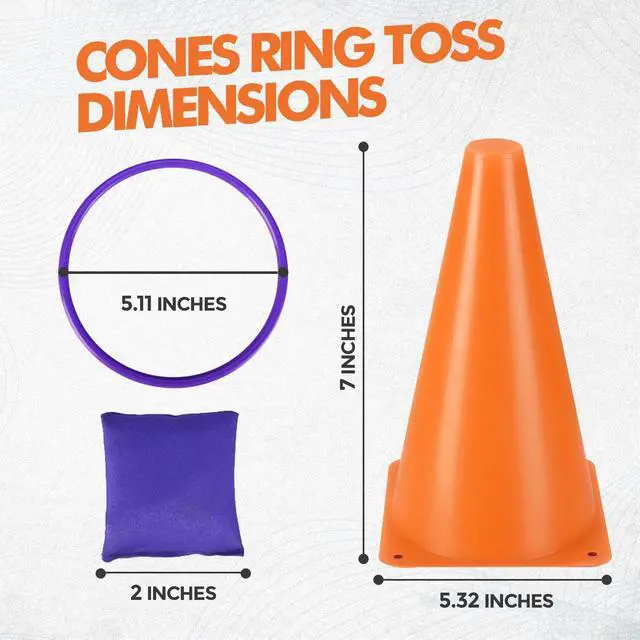 Alt view image 3 of 7 - 31 Pcs. Plastic Cones and Rings Games Ring Toss Games for Adults, Carnival Games for Kids, Bean Bag for Kids Games Birthday Party, Yard Game, Sports & Outdoor Game for Family Party