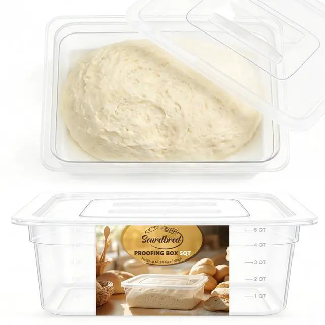 Main image of Dough Proofing Container, 5Qt Large Capacity Holds Up to 6.6Lb of Dough, BPA-Free Tray with Lid Dough Rising Box for Bread, Sourdough, Pizza Dough Stackable Dough Container(Clear 1 Pack)