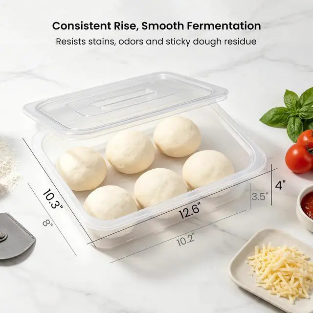 Alt view image 5 of 7 - Dough Proofing Container, 5Qt Large Capacity Holds Up to 6.6Lb of Dough, BPA-Free Tray with Lid Dough Rising Box for Bread, Sourdough, Pizza Dough Stackable Dough Container(Clear 1 Pack)