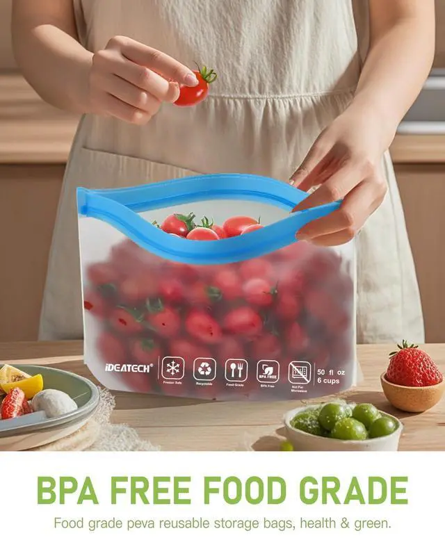 Alt view image 3 of 6 - 20Pack Reusable Bags Dishwasher Safe, Leakproof Reusable Freezer Bags, BPA Free Healthy Food Storage Contaizers Sandwich Snack Baggies for Lunch Travel(8 Gallon 6 Quart 6 Snack,Colored)