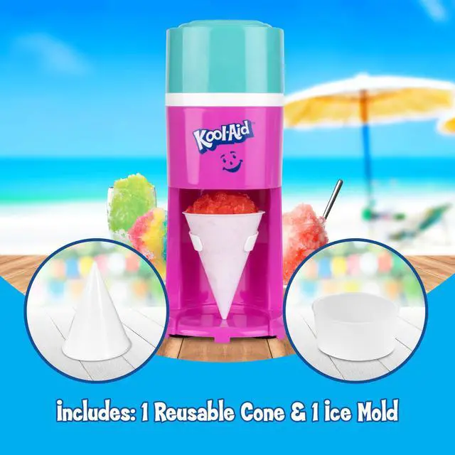 Alt view image 2 of 6 - Kool-Aid Shave Ice and Snow Cone Machine, Multi-Use Ice Shaver for Frozen Treats, Slushies, Snow Cones, and More Reusable Cup and Ice Mold, Stainless Steel Blades Sharkleberry