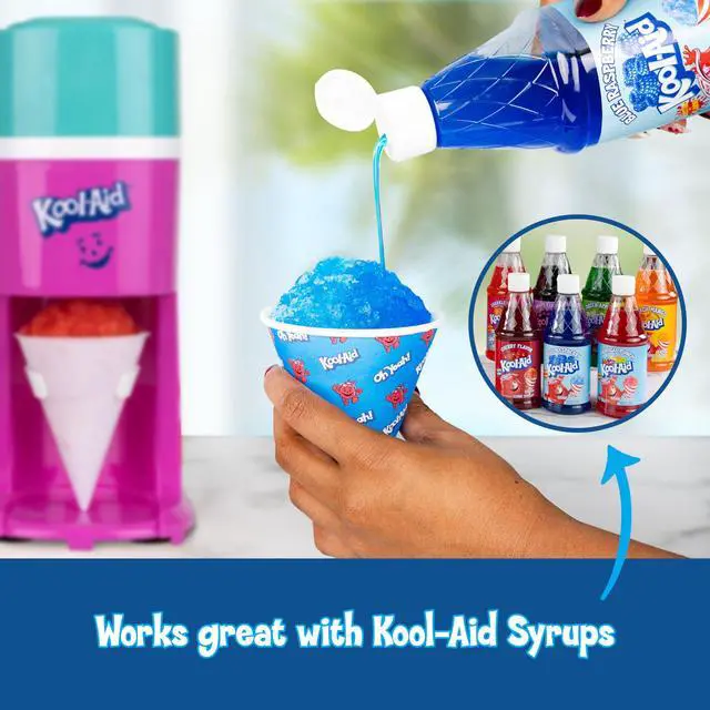 Alt view image 4 of 6 - Kool-Aid Shave Ice and Snow Cone Machine, Multi-Use Ice Shaver for Frozen Treats, Slushies, Snow Cones, and More Reusable Cup and Ice Mold, Stainless Steel Blades Sharkleberry