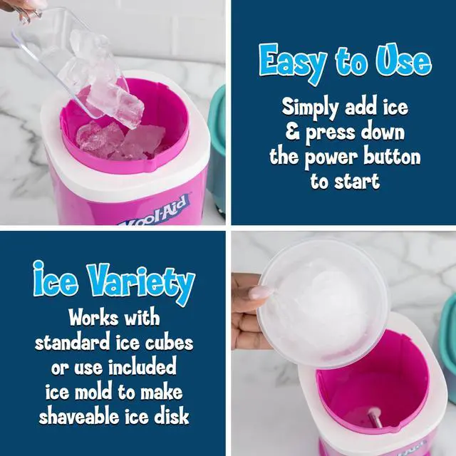 Alt view image 3 of 6 - Kool-Aid Shave Ice and Snow Cone Machine, Multi-Use Ice Shaver for Frozen Treats, Slushies, Snow Cones, and More Reusable Cup and Ice Mold, Stainless Steel Blades Sharkleberry