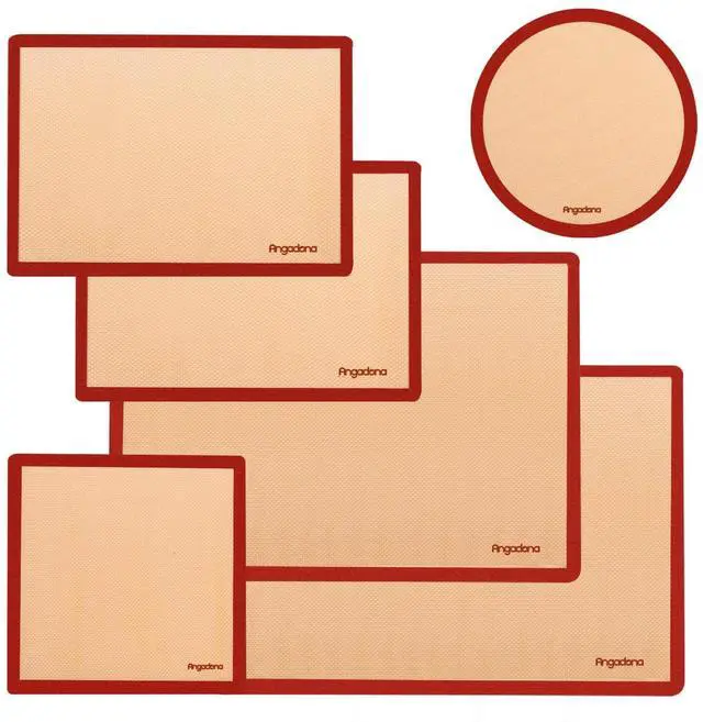 Main image of Silicone Baking Mats Set of 6, Food Grade Non-stick Reusable Baking Mat, Silicone Baking Slip Mat Oven Liner Sheet, Round & Square Cake Pan Mat, Pastry Board Rolling Dough Mats for Macaron Cookie