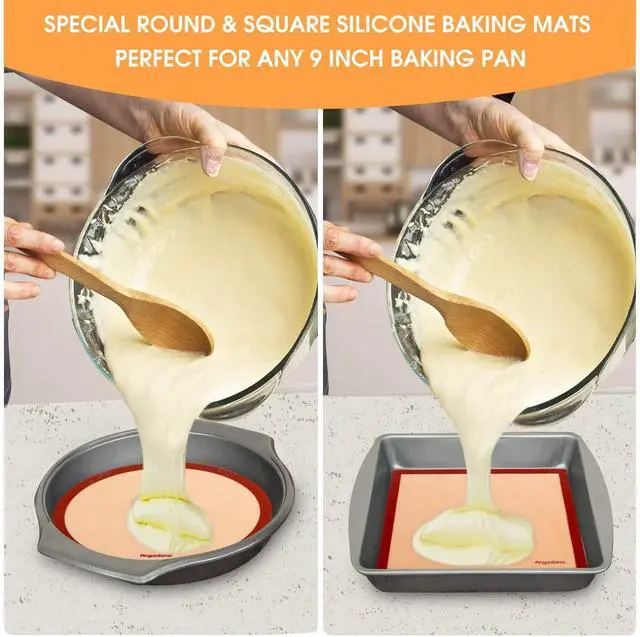 Alt view image 4 of 6 - Silicone Baking Mats Set of 6, Food Grade Non-stick Reusable Baking Mat, Silicone Baking Slip Mat Oven Liner Sheet, Round & Square Cake Pan Mat, Pastry Board Rolling Dough Mats for Macaron Cookie
