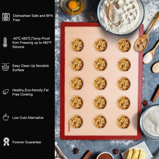 Alt view image 2 of 6 - Silicone Baking Mats Set of 6, Food Grade Non-stick Reusable Baking Mat, Silicone Baking Slip Mat Oven Liner Sheet, Round & Square Cake Pan Mat, Pastry Board Rolling Dough Mats for Macaron Cookie