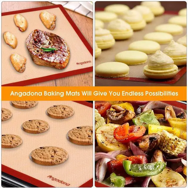 Alt view image 5 of 6 - Silicone Baking Mats Set of 6, Food Grade Non-stick Reusable Baking Mat, Silicone Baking Slip Mat Oven Liner Sheet, Round & Square Cake Pan Mat, Pastry Board Rolling Dough Mats for Macaron Cookie