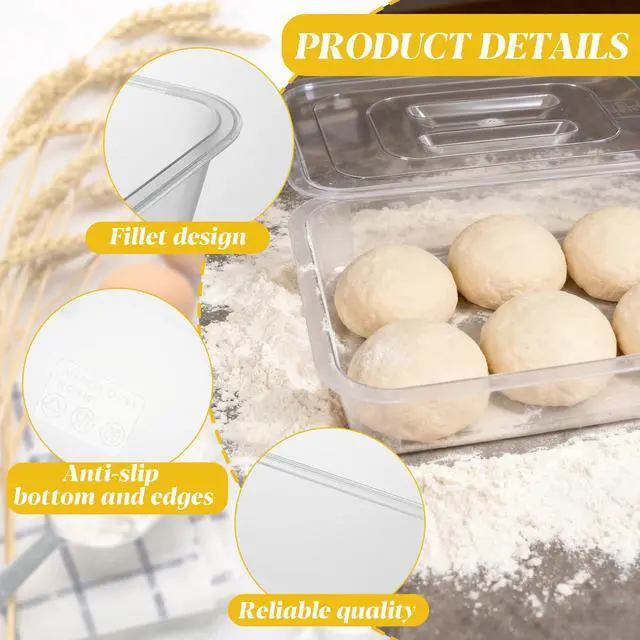 Alt view image 3 of 7 - 2 Pack Acrylic Proofing Box, Clear Plastic Pizza Dough Tray, Bread Fermentation Storage Boxes, Pizza Dough Proofing Container whit Lid