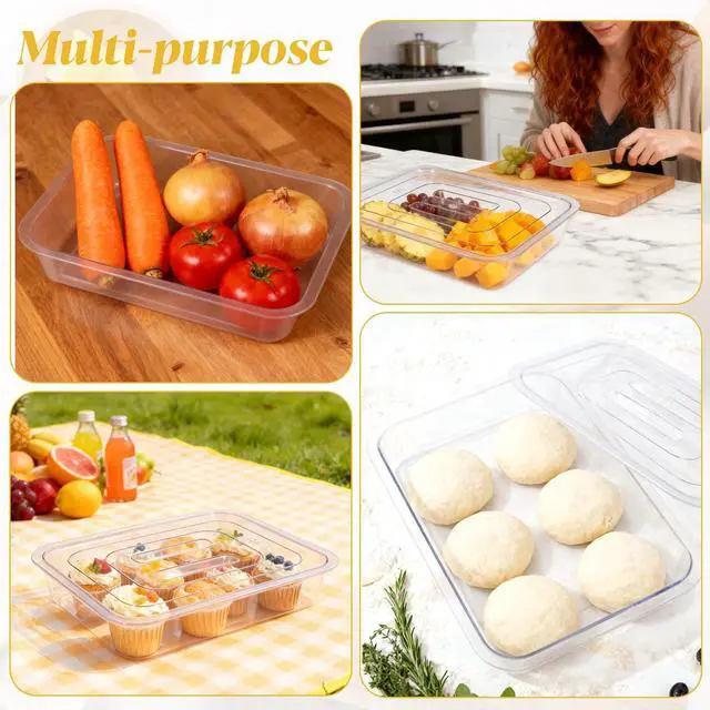 Alt view image 4 of 7 - 2 Pack Acrylic Proofing Box, Clear Plastic Pizza Dough Tray, Bread Fermentation Storage Boxes, Pizza Dough Proofing Container whit Lid