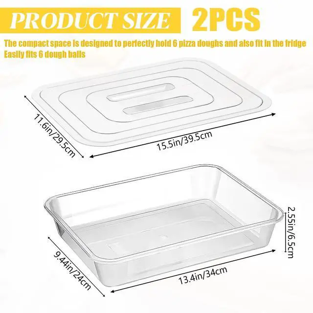 Alt view image 2 of 7 - 2 Pack Acrylic Proofing Box, Clear Plastic Pizza Dough Tray, Bread Fermentation Storage Boxes, Pizza Dough Proofing Container whit Lid