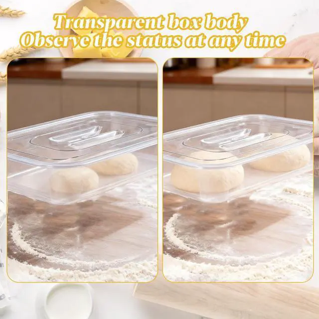 Alt view image 7 of 7 - 2 Pack Acrylic Proofing Box, Clear Plastic Pizza Dough Tray, Bread Fermentation Storage Boxes, Pizza Dough Proofing Container whit Lid
