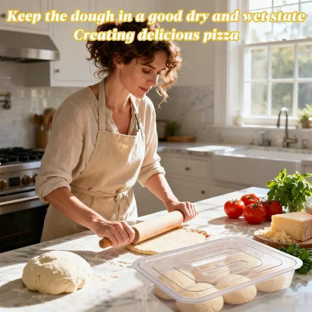 Alt view image 6 of 7 - 2 Pack Acrylic Proofing Box, Clear Plastic Pizza Dough Tray, Bread Fermentation Storage Boxes, Pizza Dough Proofing Container whit Lid