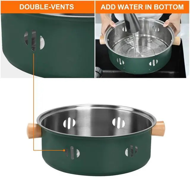 Alt view image 5 of 7 - Portable Charcoal Barbecue Grill, 1pc Mini BBQ Grill Multifunctional Charcoal Grill Round Tabletop Charcoal Grill for Outdoor Cooking Home Party Picnic Camping (Green)