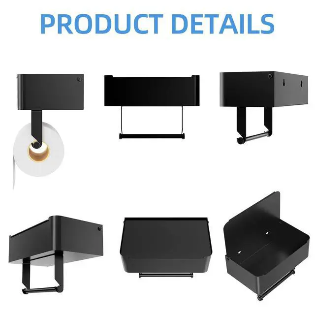 Alt view image 7 of 7 - Toilet Paper Holder with Shelf, Flushable Wipes Dispenser Fits for Bathroom Wipe Storage, Keep Your Wipes Hidden Out of Sight - SUS304 Stainless Steel Wall Mount Organizer (Matte Black)