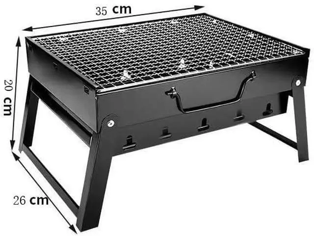 Alt view image 2 of 5 - Charcoal Grill, BBQ Grill Folding Portable smoker, Barbecue Mini Barbecue desk Tabletop Outdoor Grill for Camping Picnics Garden Beach Party, black