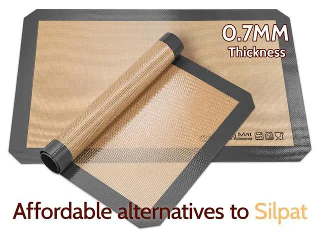 Alt view image 5 of 7 - Silicone Baking Mat, Extra-Thick Platinum Silicone, Non-Stick Food Grade Baking Sheet Liners Set of 5, Reusable Dishwasher Safe, 2 Half Sheet + 2 Quarter Sheet + 1 Round 9"