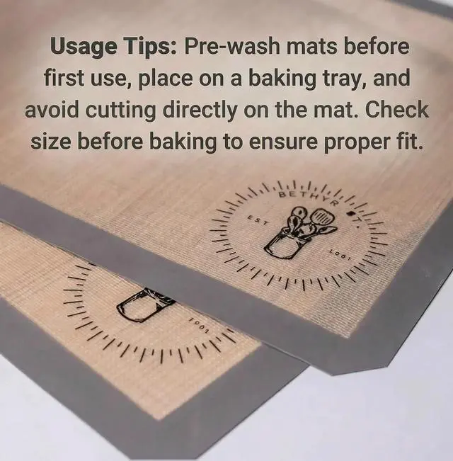 Alt view image 5 of 7 - Silicone Baking Mats, Full size, Baking Sheet Liners, Pack of 2, Oven Safe, 16 x 24 inch (40x60 cm), Non-Stick, Silicone Baking Sheet Liner, Perfect For Baking Macarons Cookies And Cakes