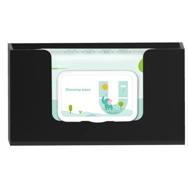 Alt view image 4 of 7 - Wipe Holder Wall Mount Dispenser for Bathroom Tissue Box Acrylic Black