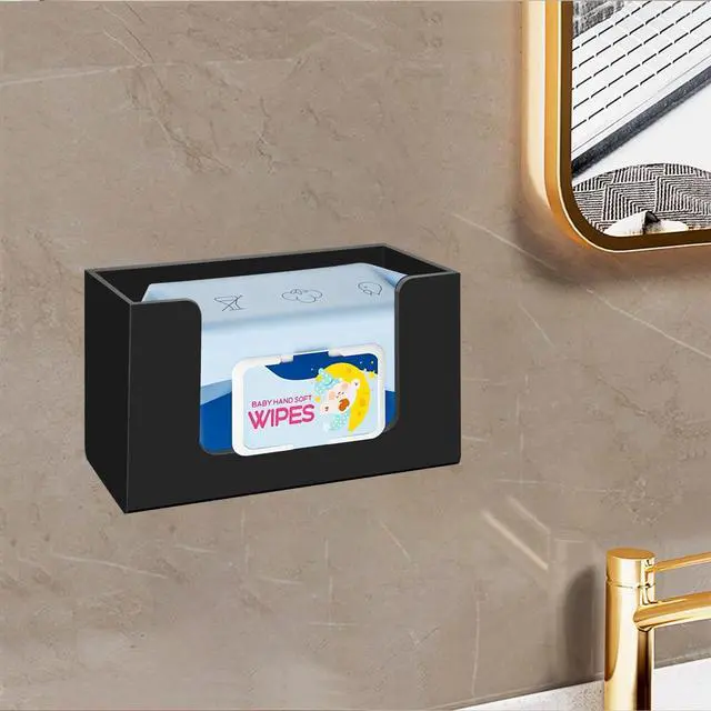 Alt view image 6 of 7 - Wipe Holder Wall Mount Dispenser for Bathroom Tissue Box Acrylic Black