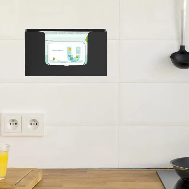 Alt view image 7 of 7 - Wipe Holder Wall Mount Dispenser for Bathroom Tissue Box Acrylic Black