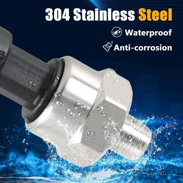 Alt view image 5 of 7 - 150 PSI Pressure Transducer Sensor with Connector Harness, 1/8"NPT Thread Stainless Steel Pressure Transmitter for Oil Fuel Water Air