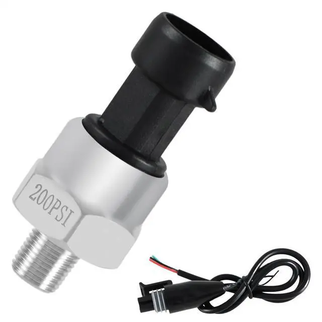 Main image of 200 PSI Pressure Transducer Sensor with Connector Harness, 1/8"NPT Thread Stainless Steel Pressure Transmitter for Oil Fuel Water Air