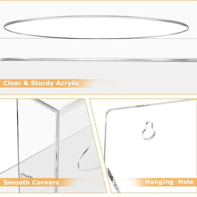 Alt view image 6 of 7 - Acrylic Tissue Box Holder Wall Mounted, Clear Rectangular Tissue Cover Organizer with Self Adhesive Hook and Screws, Classic Tissues Dispenser for Bathroom Toilet Kitchen Desk Cabinets RVs
