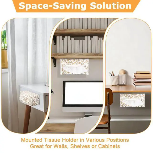 Alt view image 7 of 7 - Acrylic Tissue Box Holder Wall Mounted, Clear Rectangular Tissue Cover Organizer with Self Adhesive Hook and Screws, Classic Tissues Dispenser for Bathroom Toilet Kitchen Desk Cabinets RVs