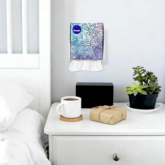 Alt view image 6 of 7 - Acrylic Tissue Box Holder Wall Mounted, Clear Square Tissue Organizer with Self Adhesive Hook and Screws, Classic Tissue Box Cover Tissues Dispenser for Bathroom Toilet Kitchen Desk Cabinet RV