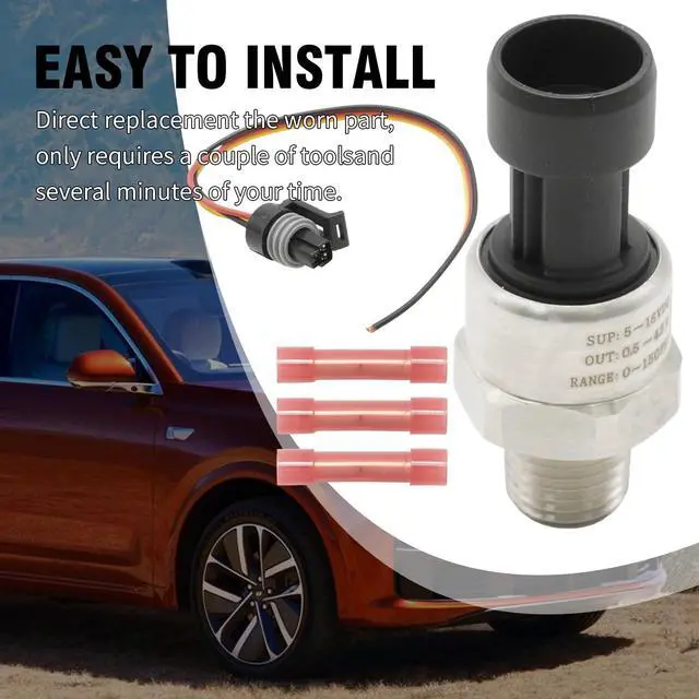 Alt view image 6 of 7 - 150 Psi Oil Fuel Pressure Sensor Transducer with Harness Kit, 1/4" NPT Thread Stainless Steel, Replacement for Oil Air Fuel Gas Water