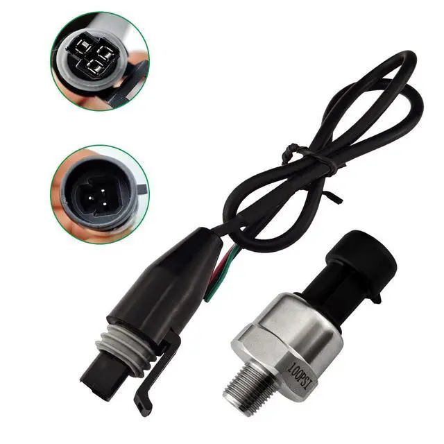 Alt view image 7 of 7 - Pressure Transducer Sender Sensor with Connector, 1/8"NPT Thread Stainless Steel Fuel Pressure Sensor for Oil Fuel Air Water (100PSI)