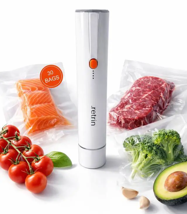 Main image of Handheld Cordless Vacuum Sealer for Food Portable Travel Vacuum Sealer with Reusable Vacuum Seal Bags One-Touch Operation Keeps Food Fresh Up to 5X Longer (sealer + 30 bags)