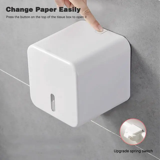 Alt view image 3 of 6 - Toilet Paper Holder Self Adhesive, with Cover, Cat Proof, Waterproof