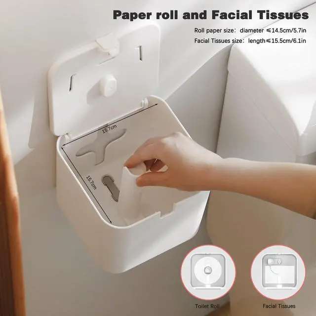 Alt view image 4 of 6 - Toilet Paper Holder Self Adhesive, with Cover, Cat Proof, Waterproof